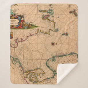 Couverture Sherpa Antique vieille carte inspirée (1)