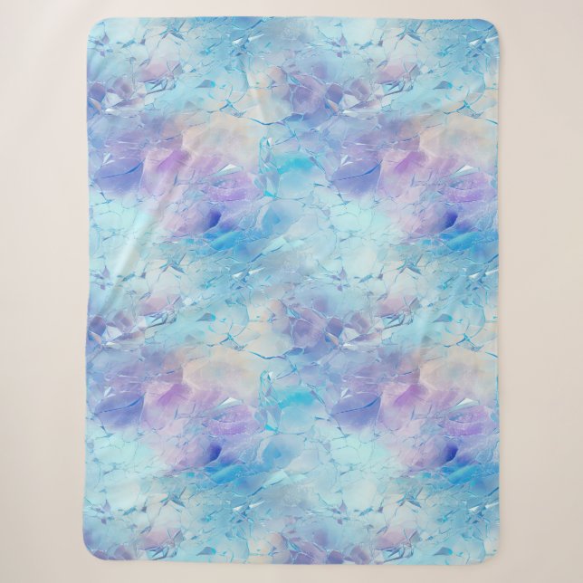 Couverture Sherpa Aqua Blue Purple Ice Neige Noël (Devant)