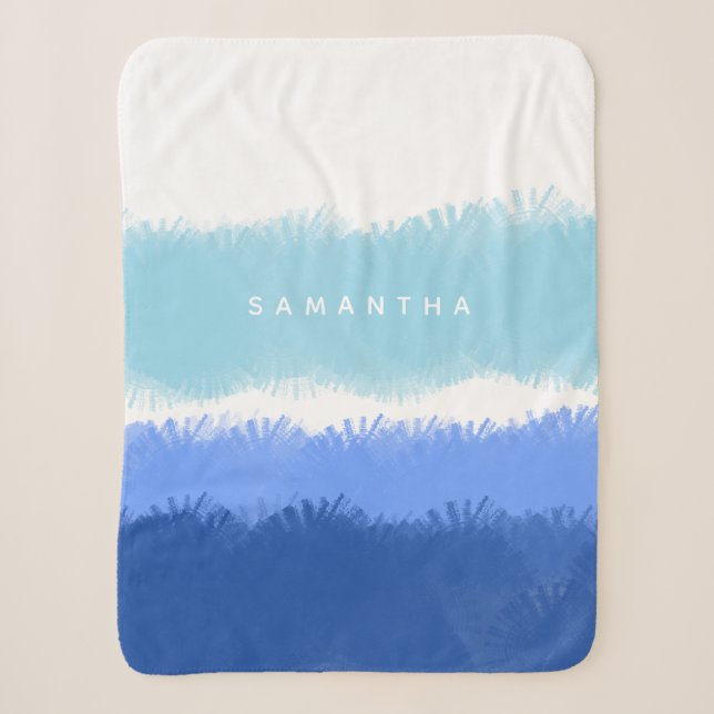 Couverture Sherpa Aquarelle Abstraite moderne tons bleus (Devant)