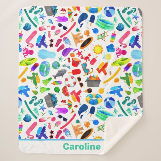 Couverture Sherpa Aquarelle arc-en-ciel Motif pour enfants (Devant)