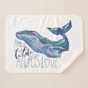Couverture Sherpa Aquarelle Baleine - I Whale Toujours Vous Aimez