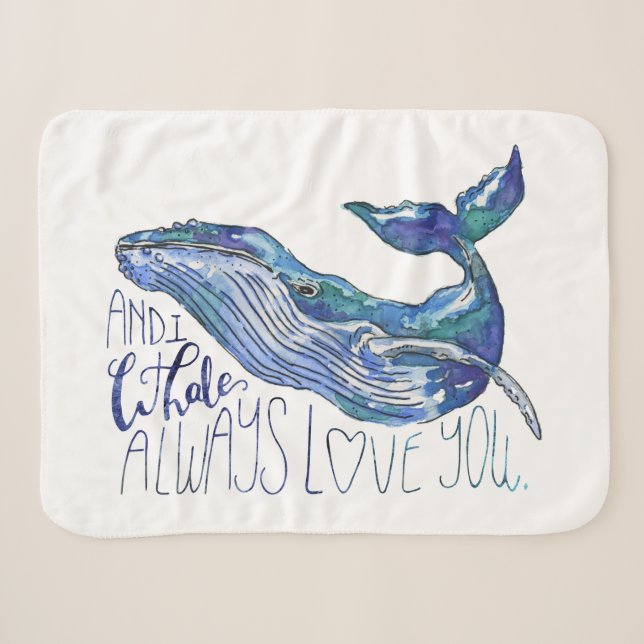 Couverture Sherpa Aquarelle Baleine - I Whale Toujours Vous Aimez (Devant (Horizontal))