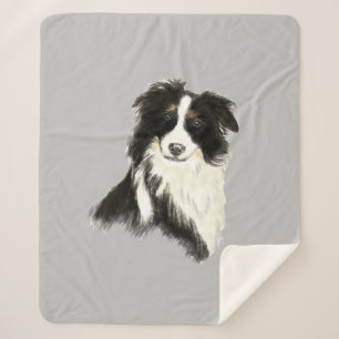 Couverture Sherpa Aquarelle Bordure Collie Chien Animal animal anima