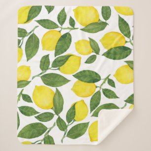 Couverture Sherpa Aquarelle Citrons : Motif de fruits d'été