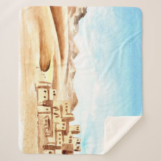 Couverture Sherpa Aquarelle de Desert Dunes African City