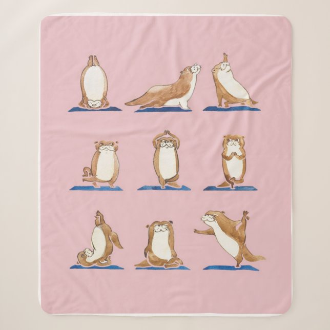 Couverture Sherpa Aquarelle de yoga Otter (Devant)