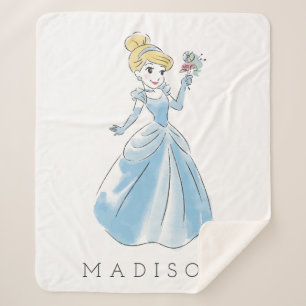 Couverture Sherpa Aquarelle Disney Cinderella Ajoutez votre nom