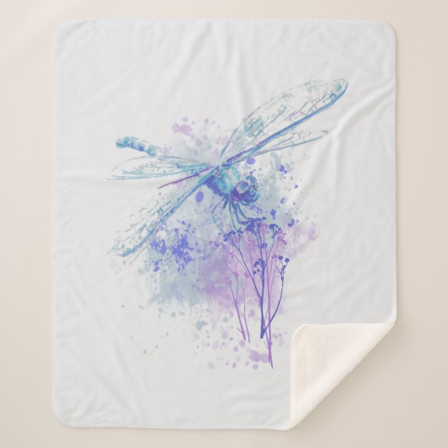 Couverture Sherpa Aquarelle Dragonfly Dragonlies (Devant)
