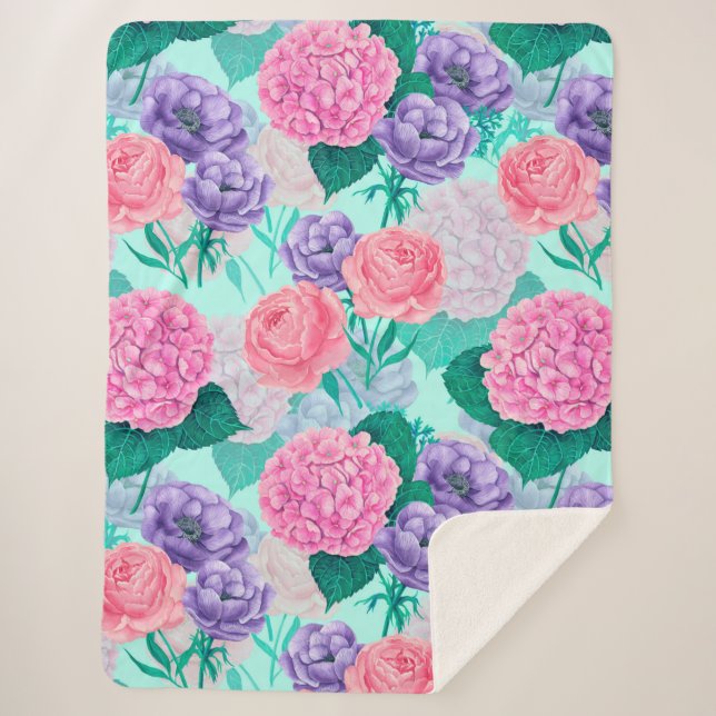 Couverture Sherpa Aquarelle du jardin de printemps 2 (Devant)