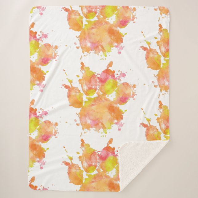 Couverture Sherpa Aquarelle Empreinte de patte de chien (Devant)