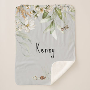 Couverture Sherpa Aquarelle Floral Drop Baby Boy Petit
