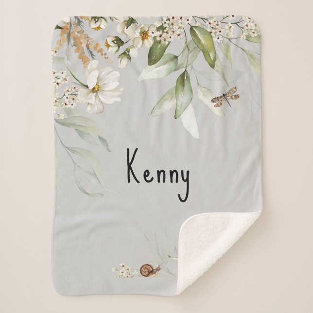 Couverture Sherpa Aquarelle Floral Drop Baby Boy Petit (Devant)