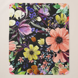 Couverture Sherpa Aquarelle Floral sans Seamless Garden Motif