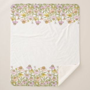 Couverture Sherpa Aquarelle florale Art Botanique Moyenne
