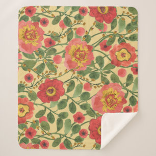 Couverture Sherpa Aquarelle florale rétro : Élégance intemporelle