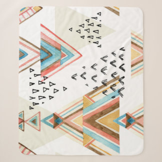 Couverture Sherpa Aquarelle Géométrique Sans joint : Style Tribal.
