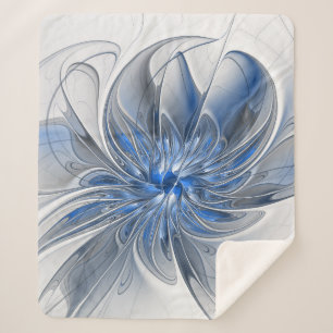 Couverture Sherpa Aquarelle gris bleu Abstrait Fractal Art Flower