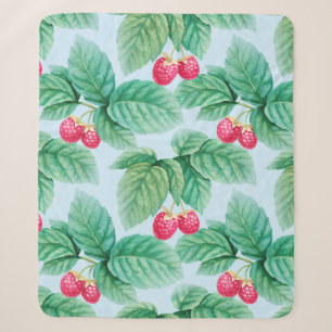 Couverture Sherpa Aquarelle illustrant les framboises. Pièce transpa