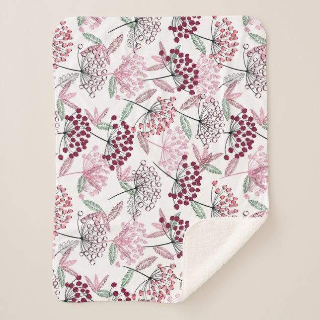Couverture Sherpa Aquarelle Jardin Fleur Berry Nature Art (Devant)