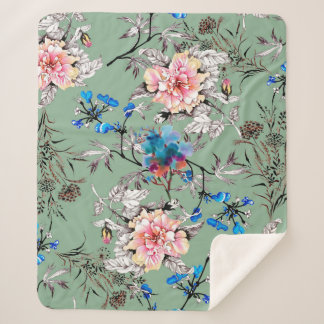 Couverture Sherpa Aquarelle main dessinée sans couture motif avec be