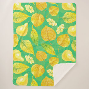 Couverture Sherpa Aquarelle motif d'automne