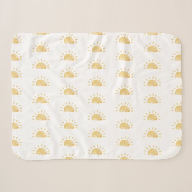 Couverture Sherpa Aquarelle Neutre Soleil Bébé (Devant (Horizontal))