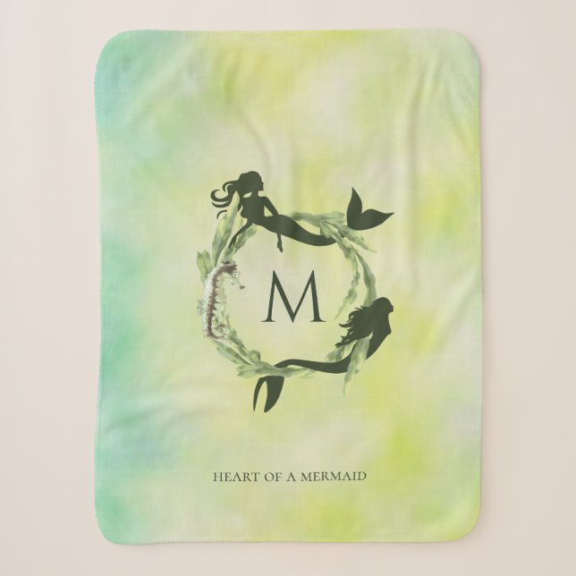 Couverture Sherpa Aquarelle Ocean Wreath Mermaig Monogramme (Devant)