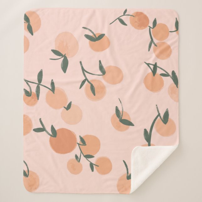 Couverture Sherpa Aquarelle orange fruits sans couture motif (Devant)