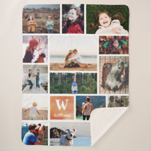 Couverture Sherpa Aquarelle orange Grand Collage photo