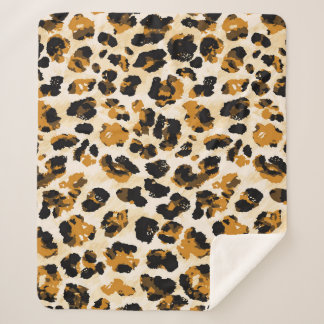 Couverture Sherpa Aquarelle peau léopard, dégradé cravate-teint.