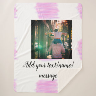 Couverture Sherpa Aquarelle rose violet père fils papa ajouter l'ima