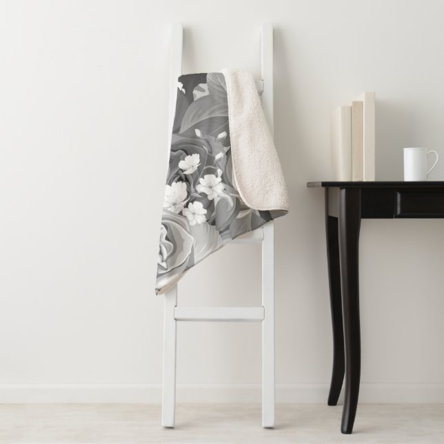 Couverture Sherpa Aquarelle Roses 39 (En situation)