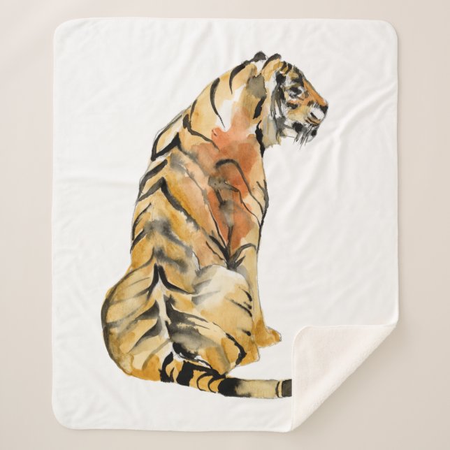 Couverture Sherpa Aquarelle sur tigre (Devant)