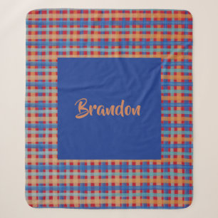 Couverture Sherpa Aquarelle Tartan Peint à la main Monogramme