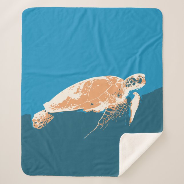 Couverture Sherpa Aquarelle Tortue de mer Animal Nature Art (Devant)