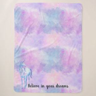 Couverture Sherpa Aquarelle violette Unicorn Croire
