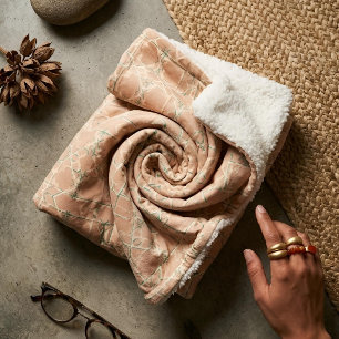 Couverture Sherpa Arabesque Terreuse Terracotta et Sauge