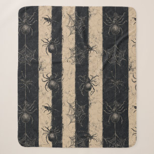 Couverture Sherpa Araignée gothique et Motif d'Halloween rayé sur le