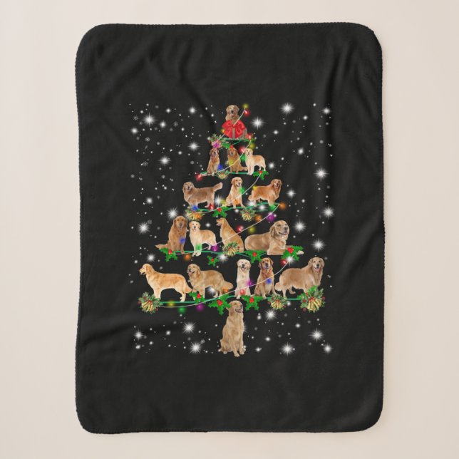 Couverture Sherpa Arbre de Noël Golden Retriever Couvert Par Flash (Devant)