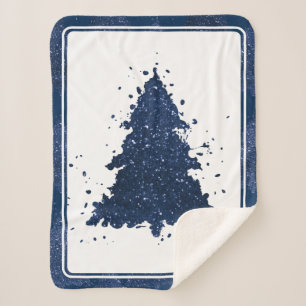 Couverture Sherpa Arbre de Noël Moody   Classy Navy Blue Splatter