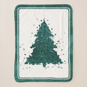 Couverture Sherpa Arbre de Noël Moody Dark Midnight Turquoise Spla