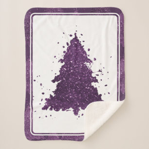 Couverture Sherpa Arbre de Noël Moody   Plum profond
