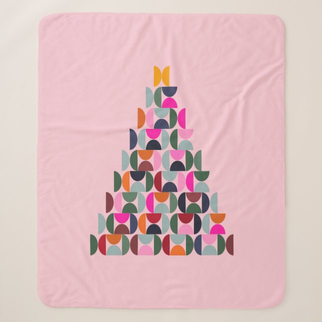 Couverture Sherpa Arbre de Noël rose (Devant)
