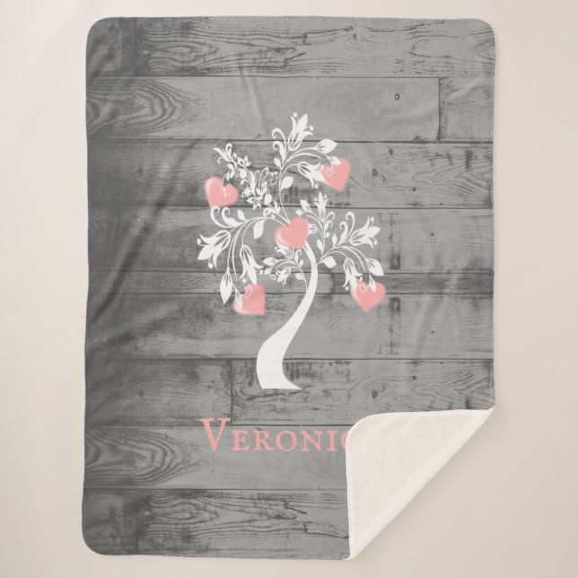 Couverture Sherpa Arbre rose des coeurs Cuisine Sherpa personnalisée (Devant)