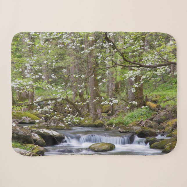 Couverture Sherpa Arbres à Dogwood | Great Smoky Mountain, Tennessee (Devant (Horizontal))