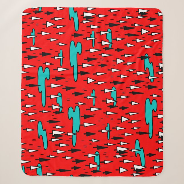Couverture Sherpa Arbres à main levée : motif de Noël scandinave. (Devant)