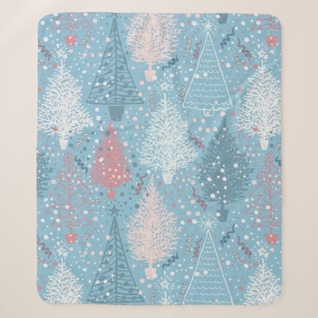 Couverture Sherpa Arbres de Noël Abstraits Motif 2 Sherpa Blanket (Devant)