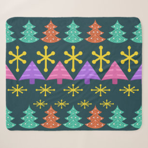 Couverture Sherpa Arbres de Noël de l'ère atomique Kitsch Dark