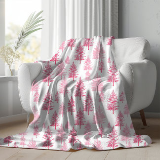 Couverture Sherpa Arbres de Noël rose minimaliste Sherpa Blanket
