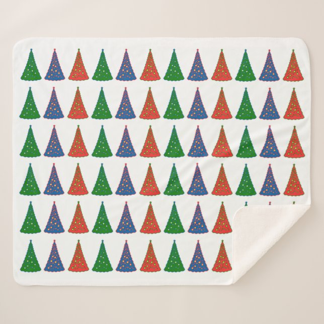 Couverture Sherpa Arbres de Noël Tri-Color (Devant (Horizontal))